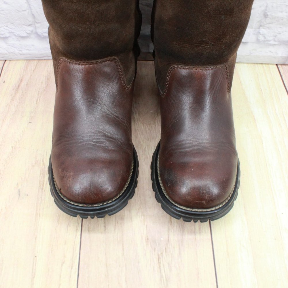 Ugg Brooks Brown Suede Leather Sheepskin Mid Calf Winter Boots Size US 5 - Picture 5 of 10